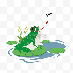 青蛙儿童图片_捕捉蚊子的青蛙免抠图