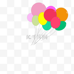黄色红色绿色气球图片_多彩的圆形几何组成的气球