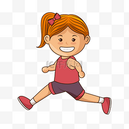 跑步的女孩卡通图片_手绘跑步的女孩矢量素材
