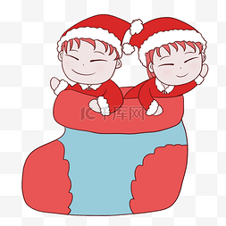 圣诞袜里两个儿童