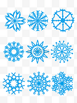 雪花矢量图标圣诞节蓝色冬季卡通可商用素材