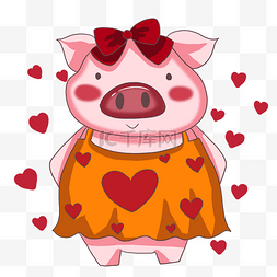 一颗红心献给党图片_粉红小猪可爱小猪漫画猪红心