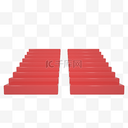 立体质感舞台图片_C4D立体质感红桔色台阶楼梯免抠图