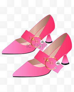 皮鞋女士图片_矢量手绘粉色皮鞋