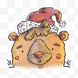 可爱的棕熊图片_卡通戴着帽的熊头像矢量素材