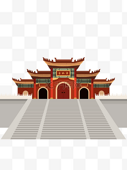 卡通古建筑图片_卡通古建筑东林寺插画设计元素