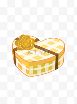 黄色格纹图片_花朵高雅可爱手绘礼品礼物盒礼物