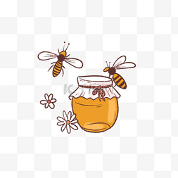 棕色简约图片_可爱金色小蜜蜂蜂蜜