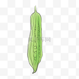 卡通买蔬果图片_手绘瓜果蔬菜绿色苦瓜果田园时蔬