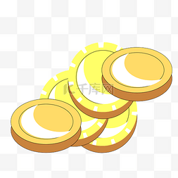 一堆硬币插画图片_发光硬币金币插画