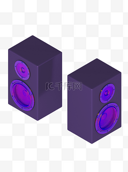 2.5d音响蓝紫色低音炮电商装饰元