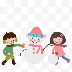 冬季雪天卡通图片_下雪天堆雪人卡通人物素材