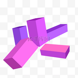 紫色不规则立体图片_紫色的长方体插画