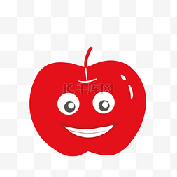 苹果创意画图片_红色卡通拟人苹果png