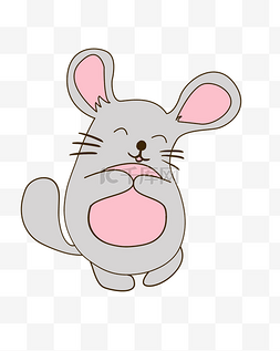老鼠手绘图片_灰色的老鼠手绘插画