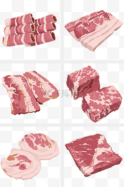 手绘火锅素材图片_手绘肉类装饰插画