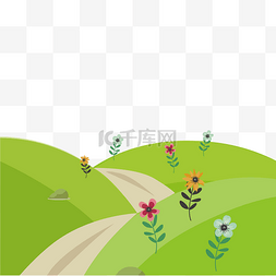 小花绿色图片_山间的草地上长着小花免抠图