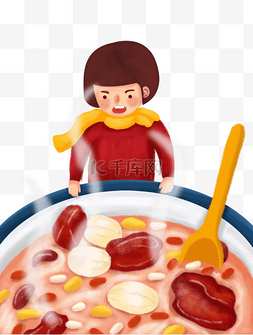 腊八插画图片_腊八节美味腊八粥主题卡通插画