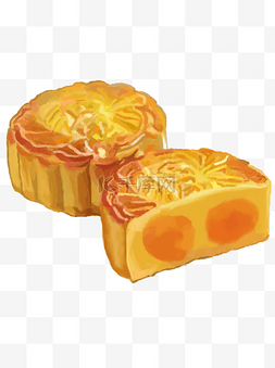 手绘蛋黄月饼图片_手绘商用元素中秋节蛋黄月饼