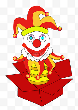 愚人节小丑暖色调搞怪搞笑弹簧盒