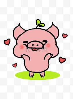 小猪粉红可爱卡通萌猪矢量元素
