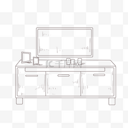 漂亮高柜图片_线描电视柜电视插画