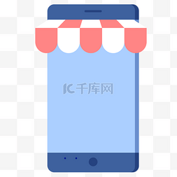 商铺节dm单图片_带着遮阳盖的蓝色卡通手机矢量图