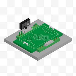 绿色足球场图片_2.5D卡通比分制的足球场