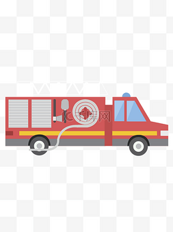 手绘卡通红色消防车可商用元素