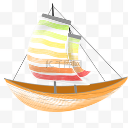 手绘黄色帆船插画