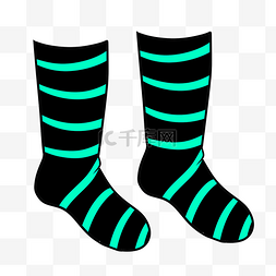 黑色绿色条纹袜子元素