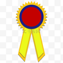 红色颁奖图片_红黄蓝撞色颁奖勋章立体UI图标