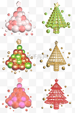 C4D卡通圣诞节装饰圣诞树合集