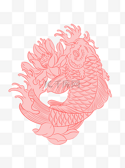 红色手绘锦鲤图片_手绘动物红色创意中国风鲤鱼