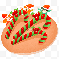 圣诞帽免扣图片_圣诞节拐杖糖果插画
