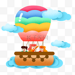 天空氢气球图片_热气球多彩热气球插画