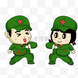 建军节卡通人物图片_小红军为人民服务卡通人物