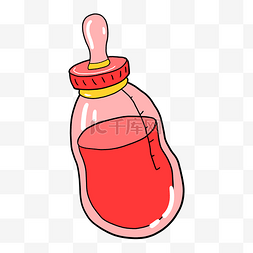 婴幼儿手绘图片_手绘婴幼儿用品红色奶瓶