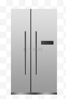 家用双门冰箱图片_白色的家电冰箱插画