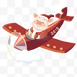 开飞机图片_卡通手绘开飞机小猪