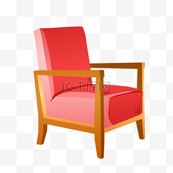 红色坐垫图片_手绘木质沙发椅子