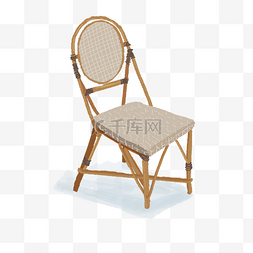 平涂风图片_黄色系竹椅手绘复古平涂肌理感元