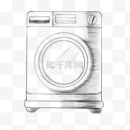 滚筒洗衣机手绘图片_全自动洗衣机线描插画