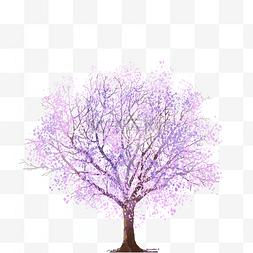 紫色水彩树免费下载