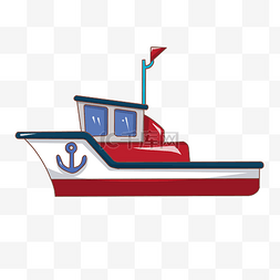 卡通红色轮船图片_红色的轮船手绘插画