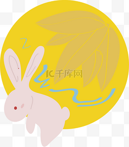 传统节日手绘插画图片_中秋节兔子与月亮