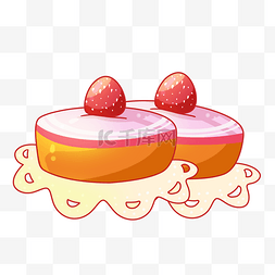 草莓面包手绘插画