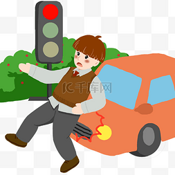 十字安全图标图片_交通安全撞车插画