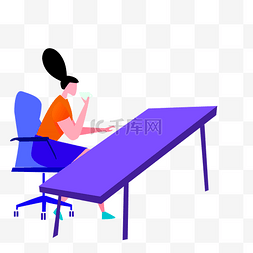 紫色长桌商务办公人士