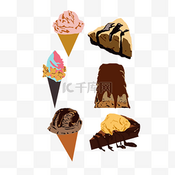 卡通冰淇淋与蛋糕矢量图